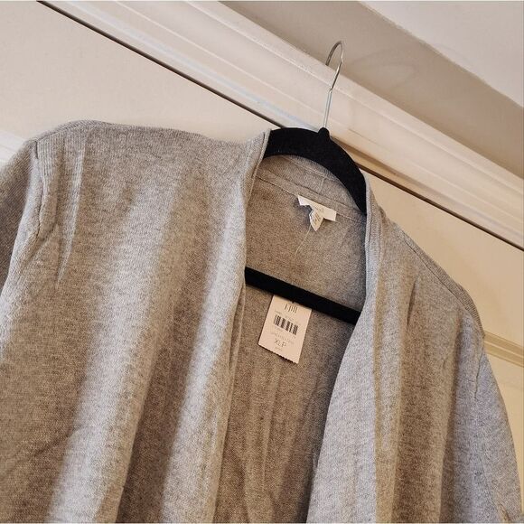 NWT J.Jill gray heather open front cardigan sweater with pockets XLP - Picture 2 of 6